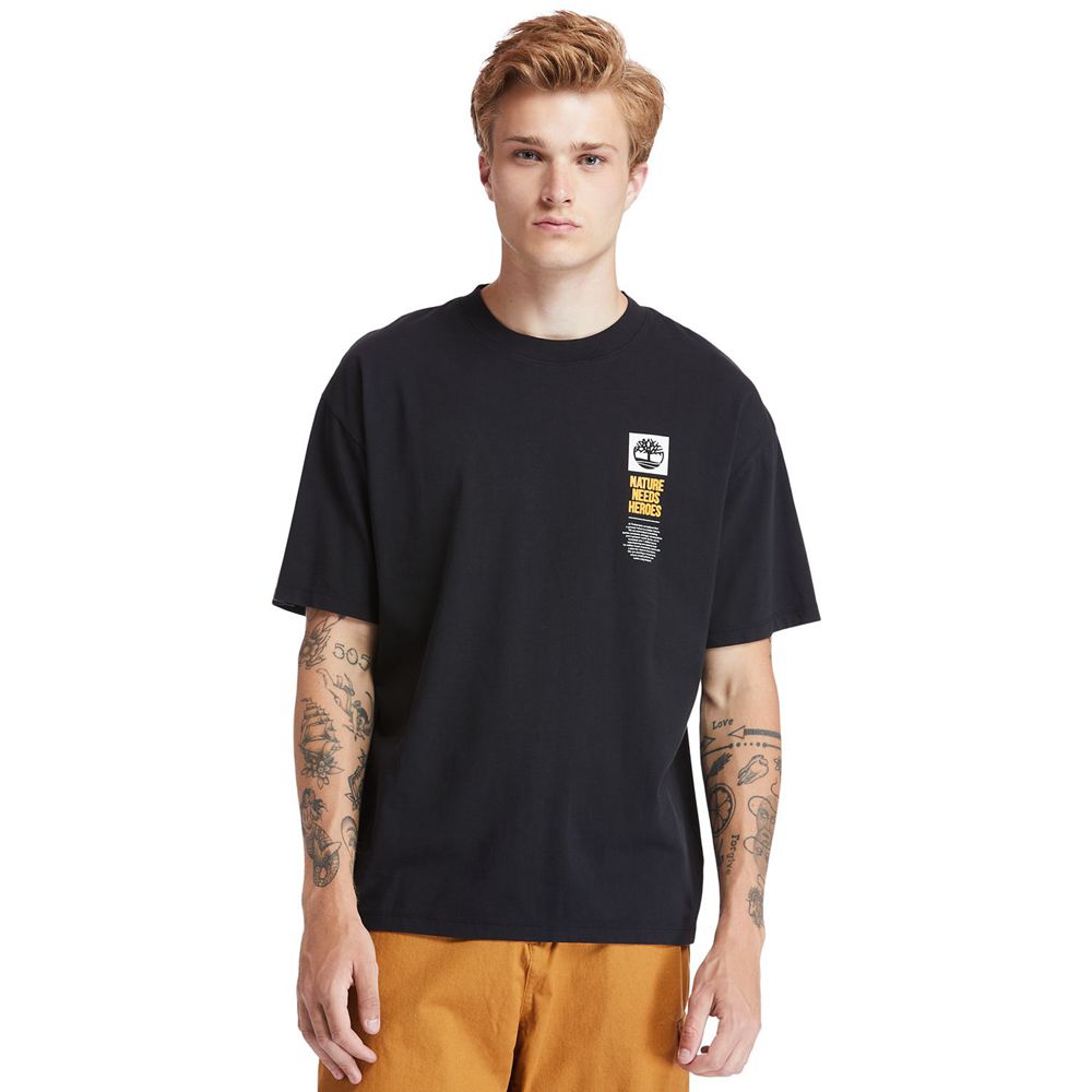 Camisetas Timberland Hombre Heritage Short-Sleeve Back-Print Graphic Negras - Chile HOU-126978